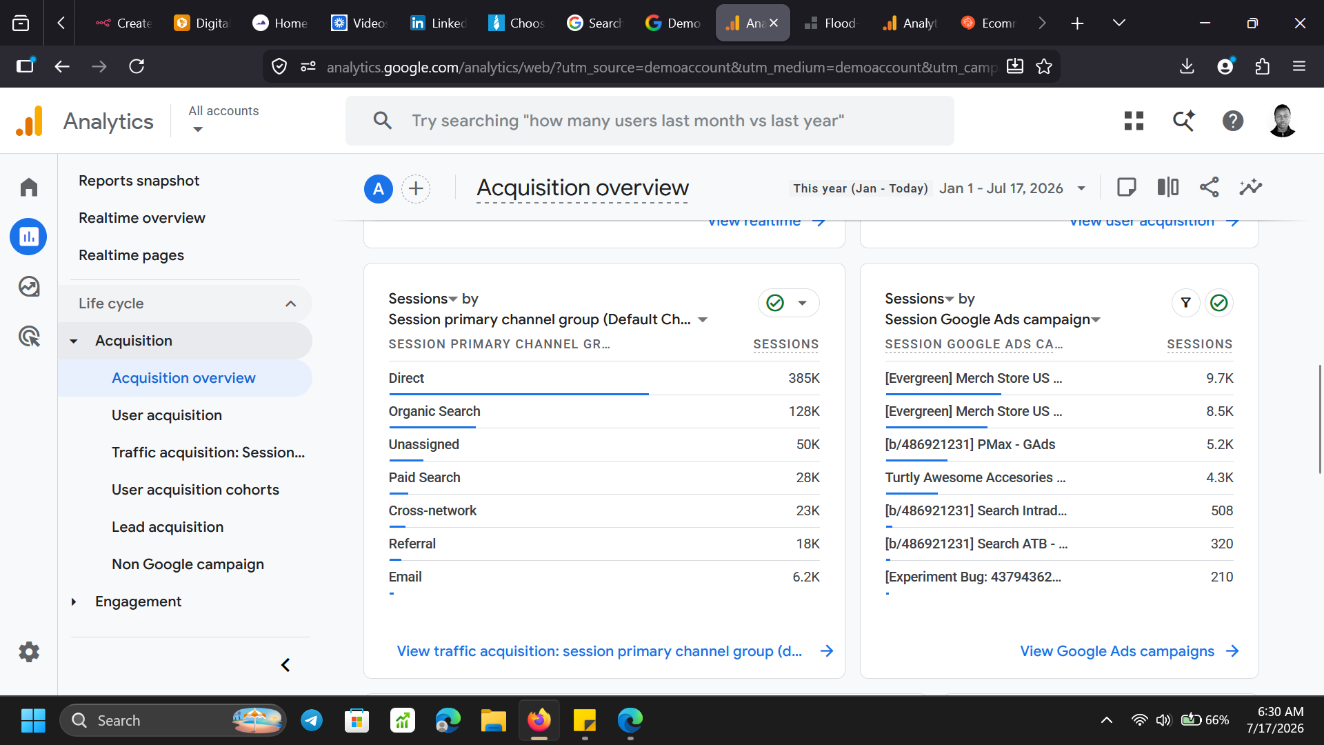 GTM container — tags overview