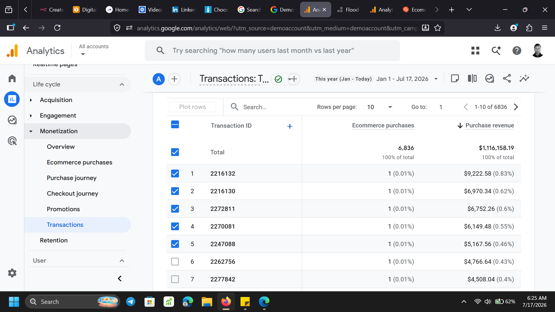 GTM container — tags overview