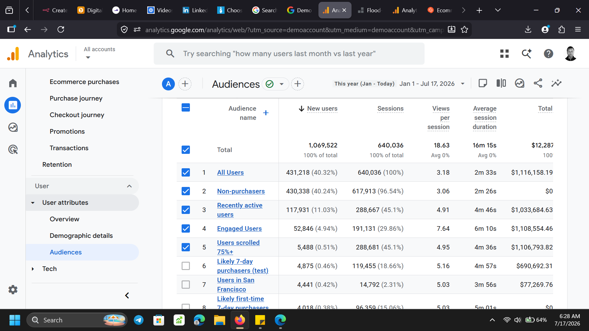 GTM container — tags overview