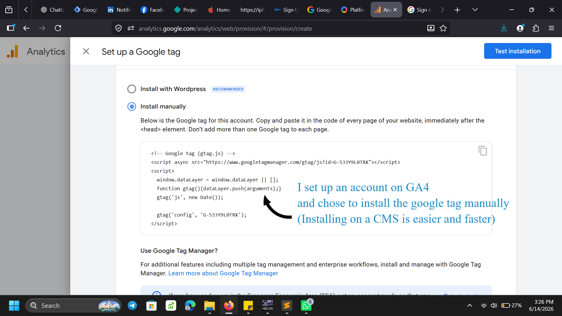 GTM container — tags overview