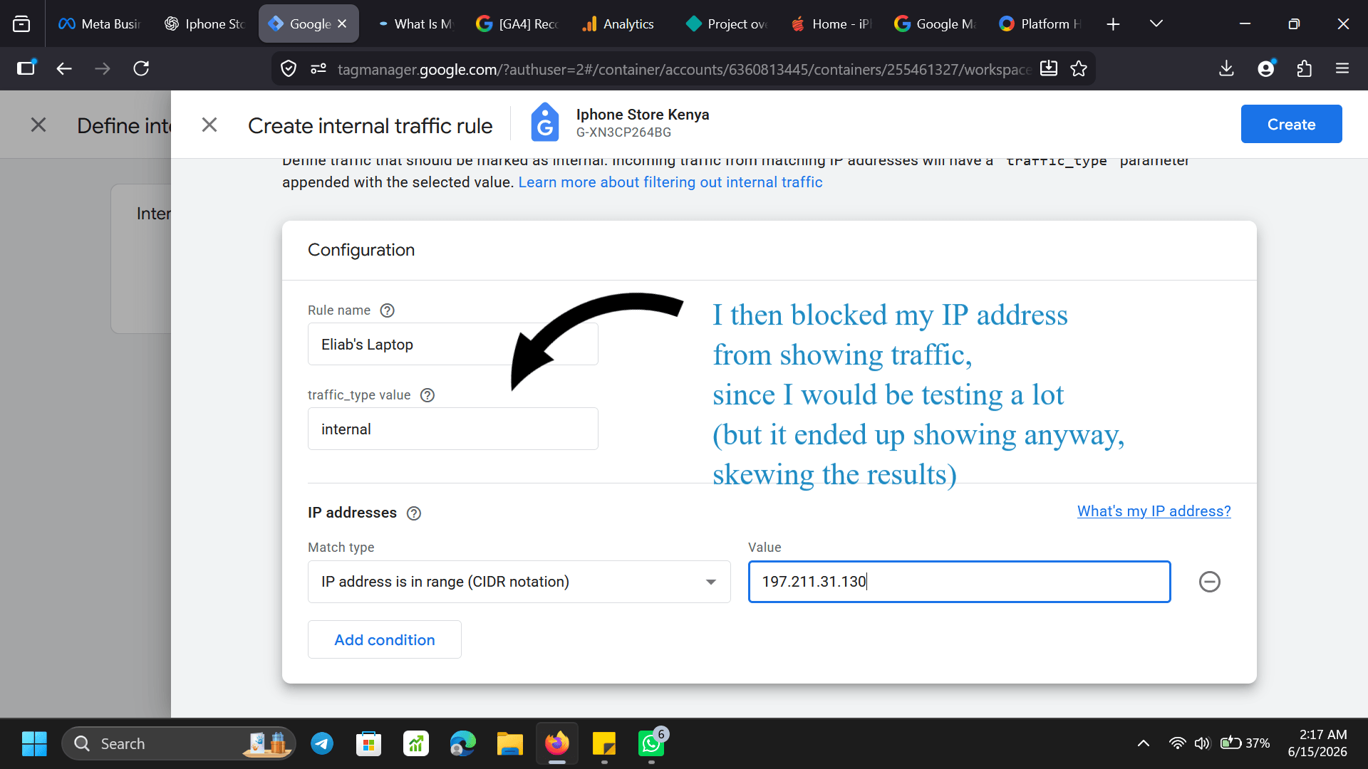 GTM container — tags overview