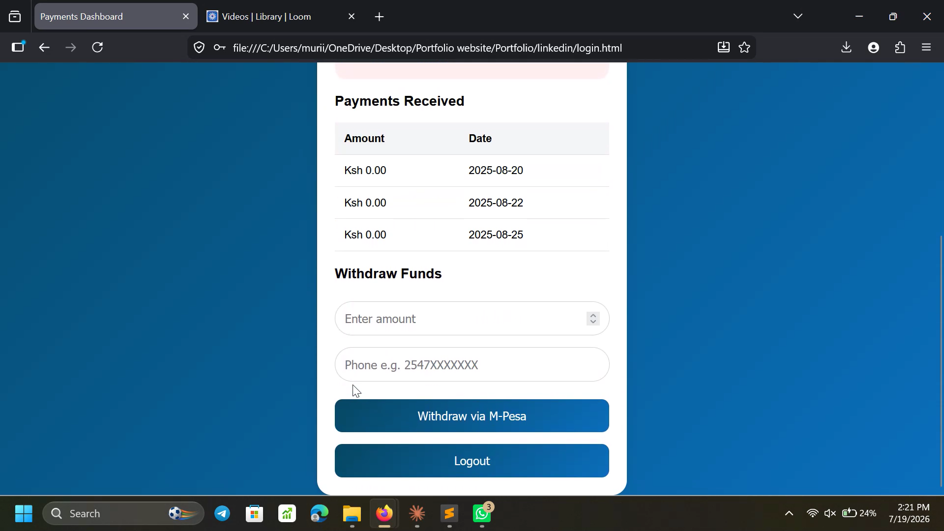 Implementation phase — live deployed site