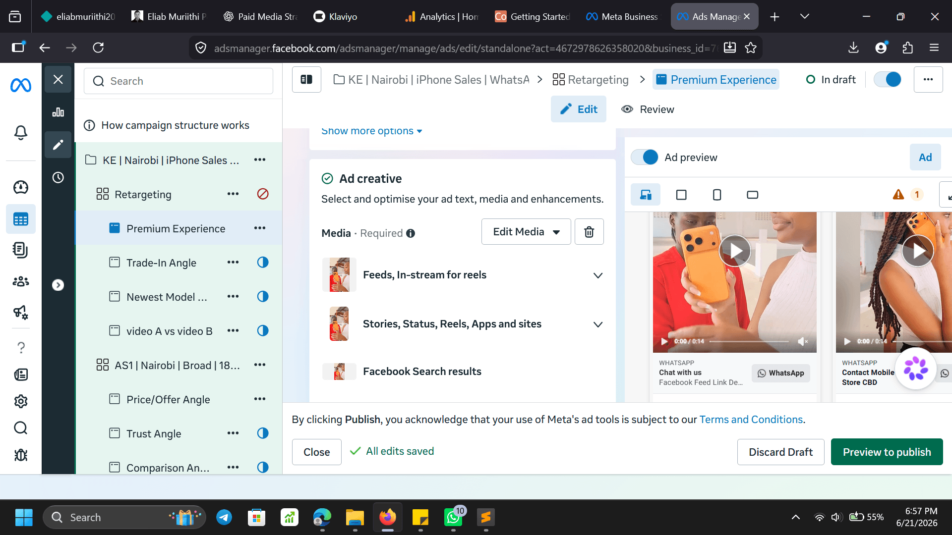 Meta Ads dashboard — campaign overview