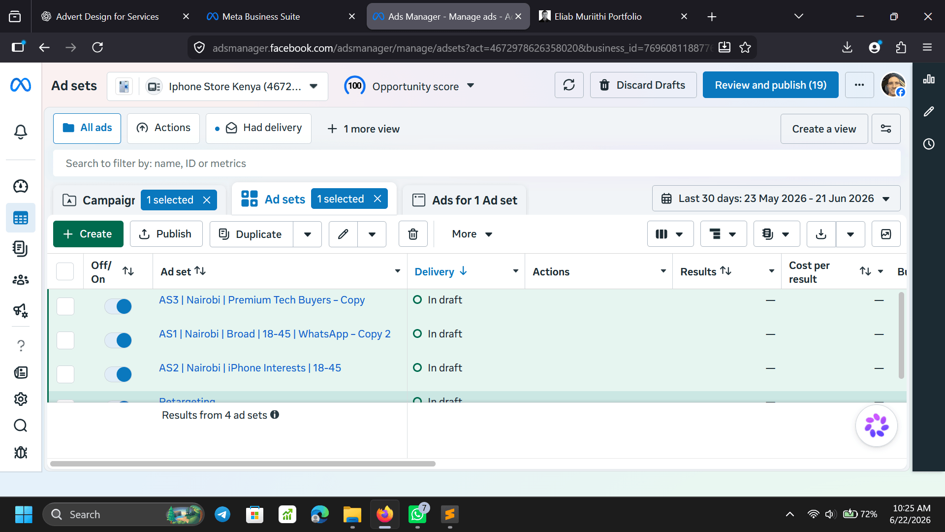 Meta Ads dashboard — campaign overview